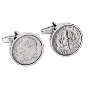 2008 US Dime Coin Cufflinks – Roosevelt, Torch Reverse and 2008 Date