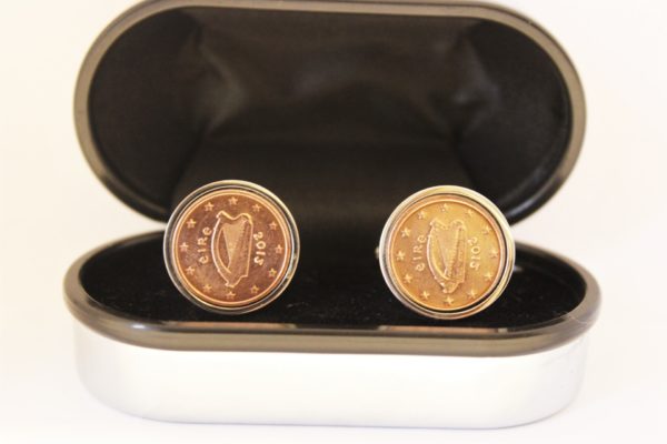 2013 Irish One Cent Coin Cufflinks – Celtic Harp and Date
